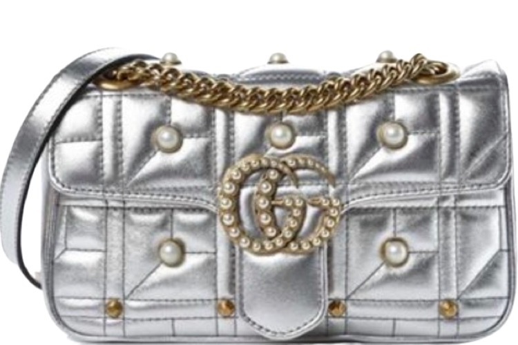 metallic silver gucci bag